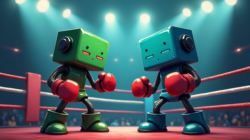 TWO Packaging vs Packlane — a boxing match between two box characters, green corner versus teal corner